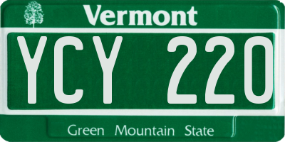 VT license plate YCY220