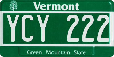 VT license plate YCY222