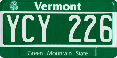 VT license plate YCY226