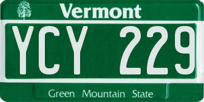 VT license plate YCY229