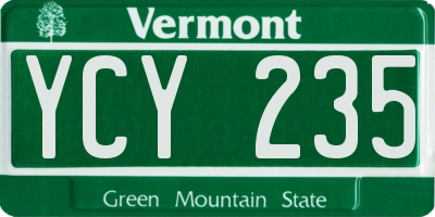 VT license plate YCY235