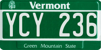 VT license plate YCY236