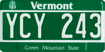 VT license plate YCY243