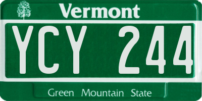 VT license plate YCY244