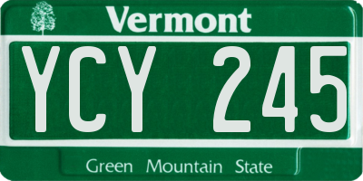 VT license plate YCY245