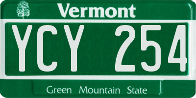 VT license plate YCY254