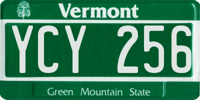 VT license plate YCY256