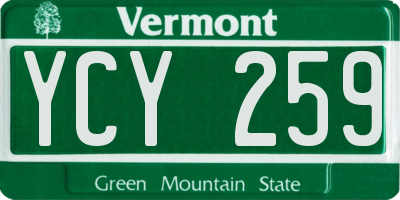 VT license plate YCY259
