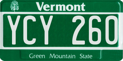 VT license plate YCY260