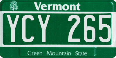 VT license plate YCY265