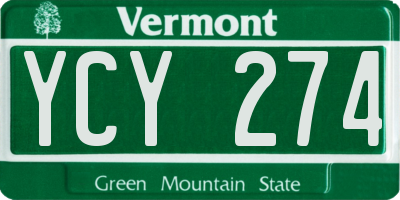 VT license plate YCY274