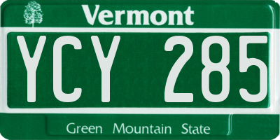 VT license plate YCY285