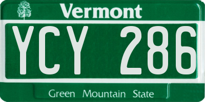 VT license plate YCY286