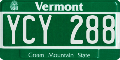 VT license plate YCY288