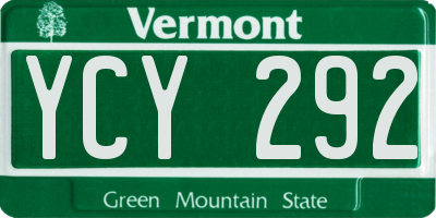 VT license plate YCY292