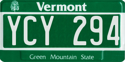 VT license plate YCY294