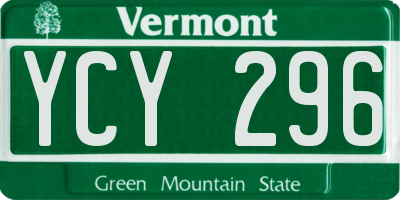 VT license plate YCY296