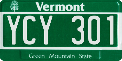VT license plate YCY301
