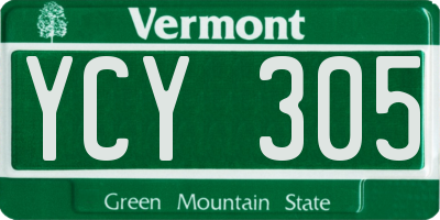 VT license plate YCY305