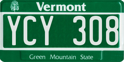 VT license plate YCY308
