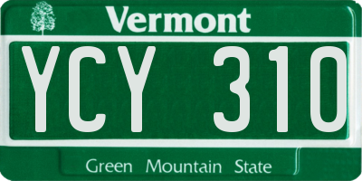 VT license plate YCY310