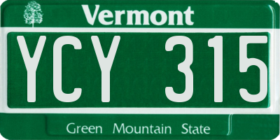 VT license plate YCY315