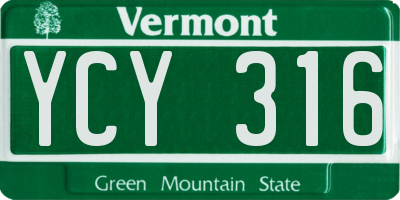 VT license plate YCY316