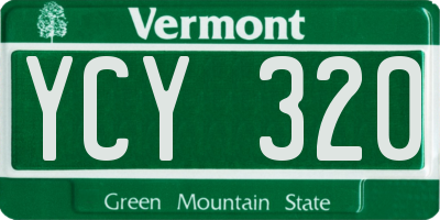 VT license plate YCY320