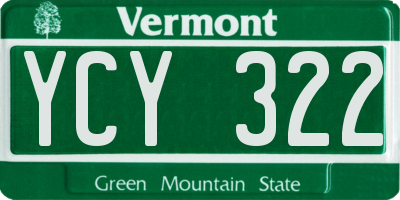 VT license plate YCY322