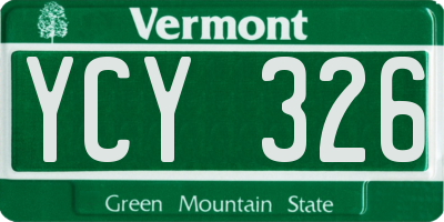 VT license plate YCY326
