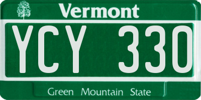 VT license plate YCY330