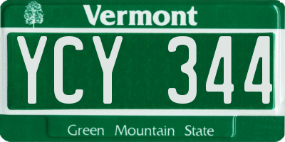 VT license plate YCY344