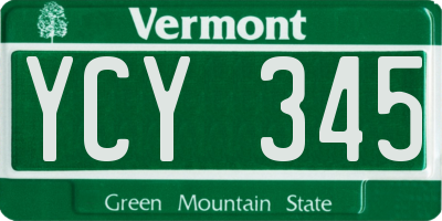 VT license plate YCY345