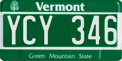 VT license plate YCY346