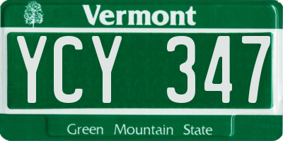 VT license plate YCY347