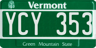 VT license plate YCY353