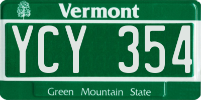 VT license plate YCY354