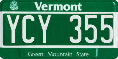 VT license plate YCY355