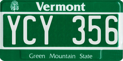 VT license plate YCY356