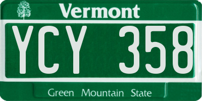 VT license plate YCY358