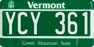 VT license plate YCY361