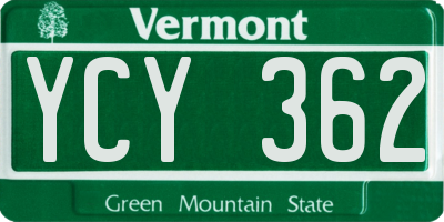 VT license plate YCY362