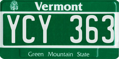 VT license plate YCY363