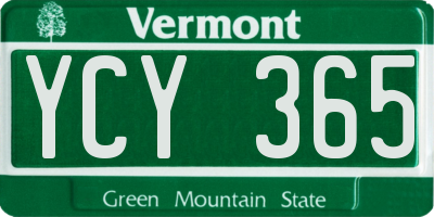 VT license plate YCY365