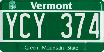 VT license plate YCY374
