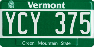VT license plate YCY375