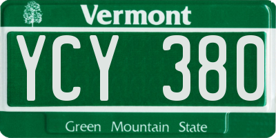 VT license plate YCY380