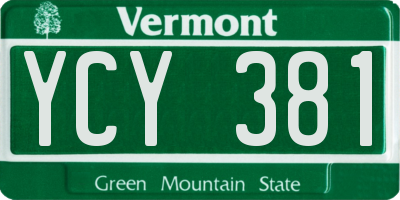 VT license plate YCY381