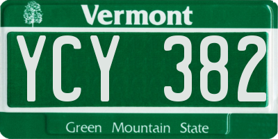 VT license plate YCY382