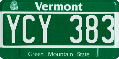 VT license plate YCY383